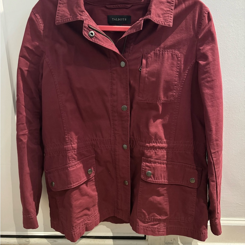 Talbots Red Utility Jacket With Classic Collar - image 1